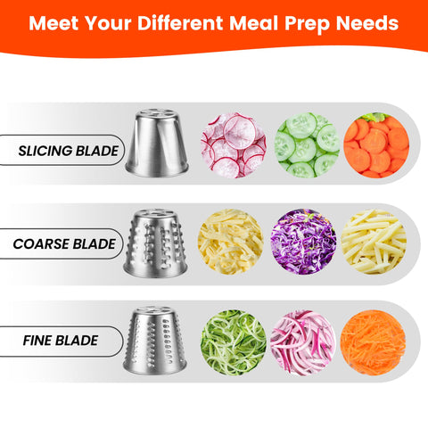 KINGEAGLE blade swap system shows blades for slicing and shredding tasks.