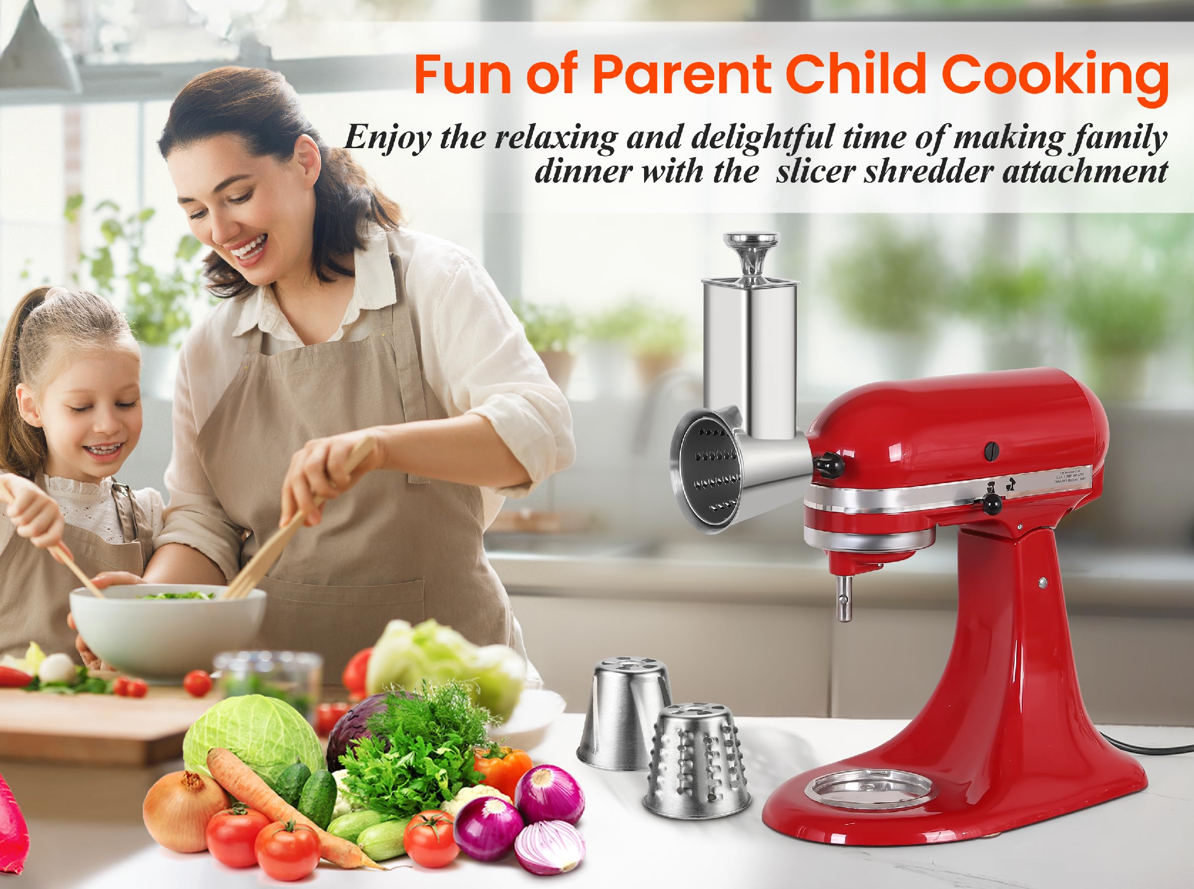 KINGEAGLE efficient prep for cabbage, cheese, and veggies with KitchenAid compatibility.