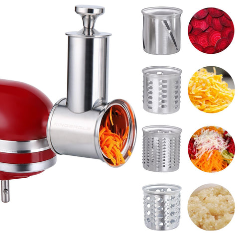 KINGEAGLE large slicer-shredder attachment fits KitchenAid mixers for fast shredding.