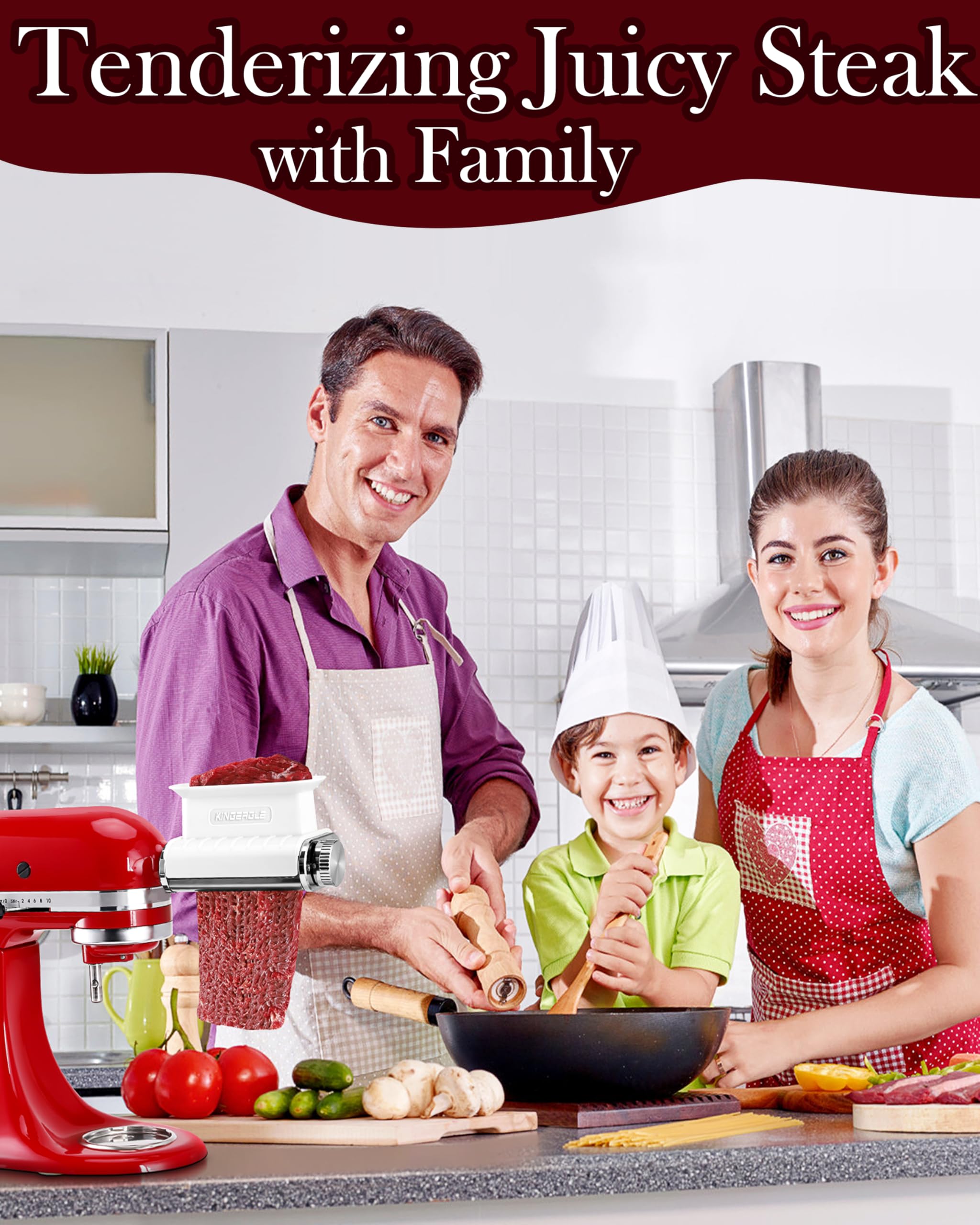 KINGEAGLE attachment side view highlights mixer compatibility for home cooks