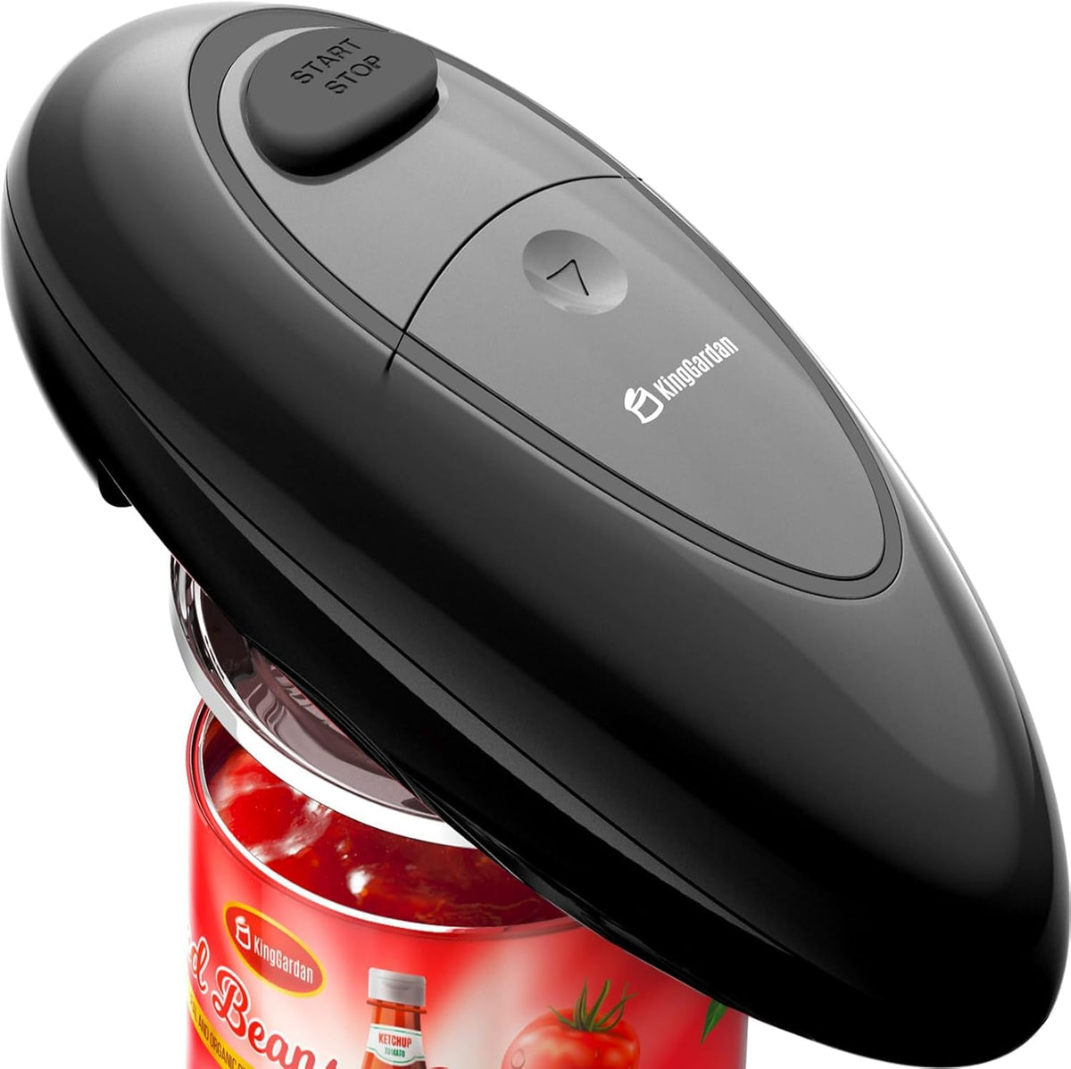 KingGardan electric can opener in action with one-touch operation.