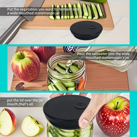 Kinggrand Kitchen 3-pack black lids compact and stackable for kitchen storage.