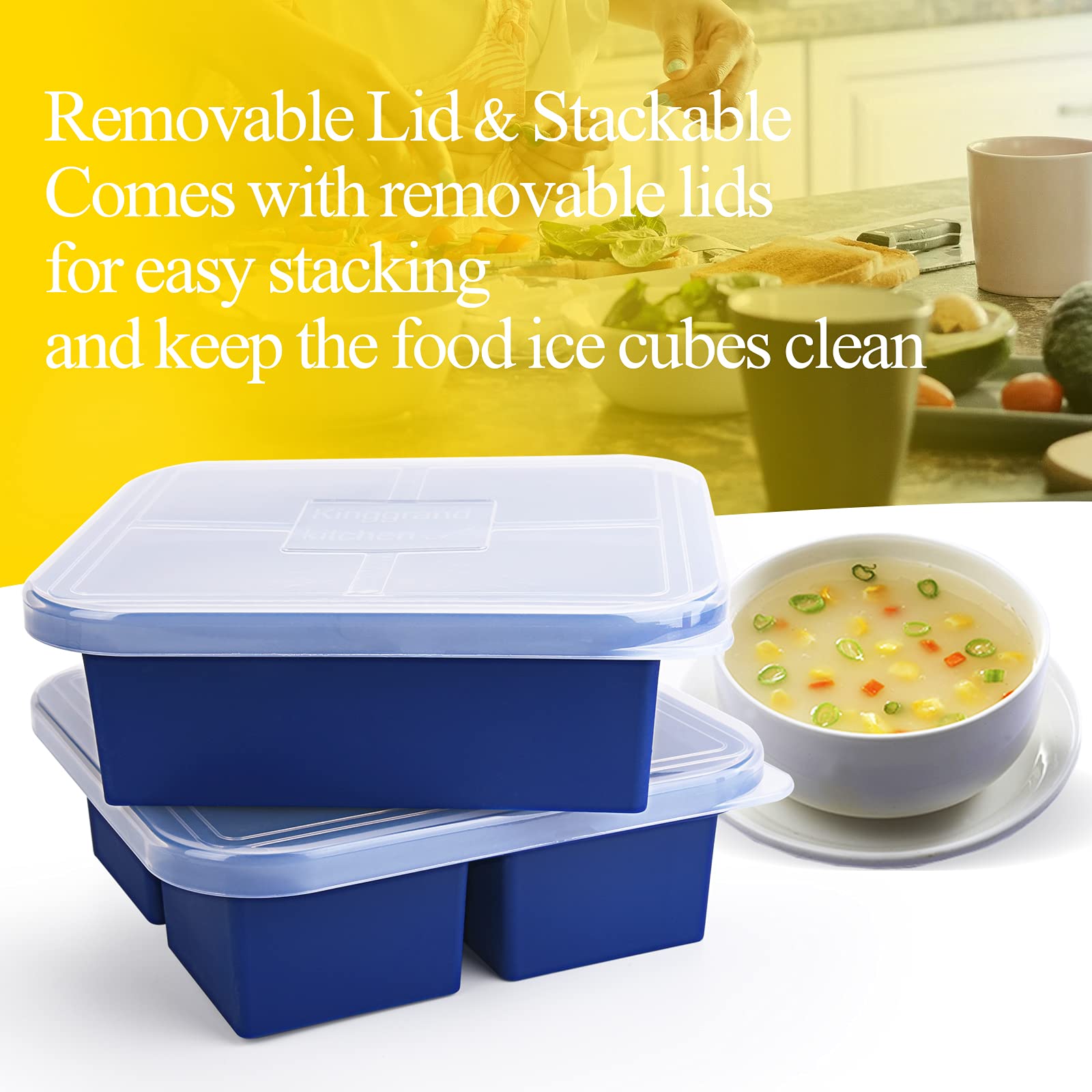 Kinggrand Kitchen dishwasher-safe freezer tray cleans quickly.