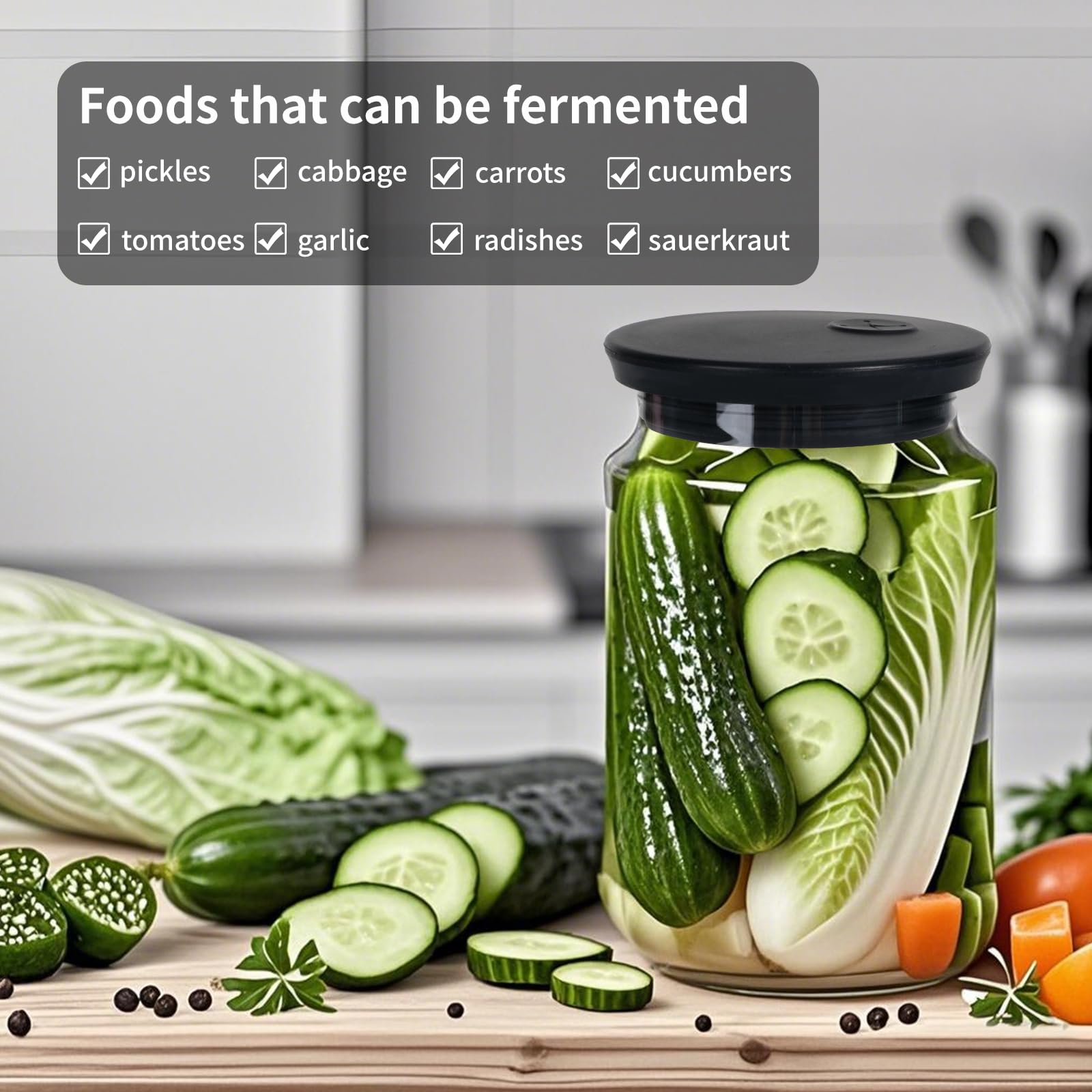 Kinggrand Kitchen dishwasher-safe lids simplify cleaning after fermentation sessions.