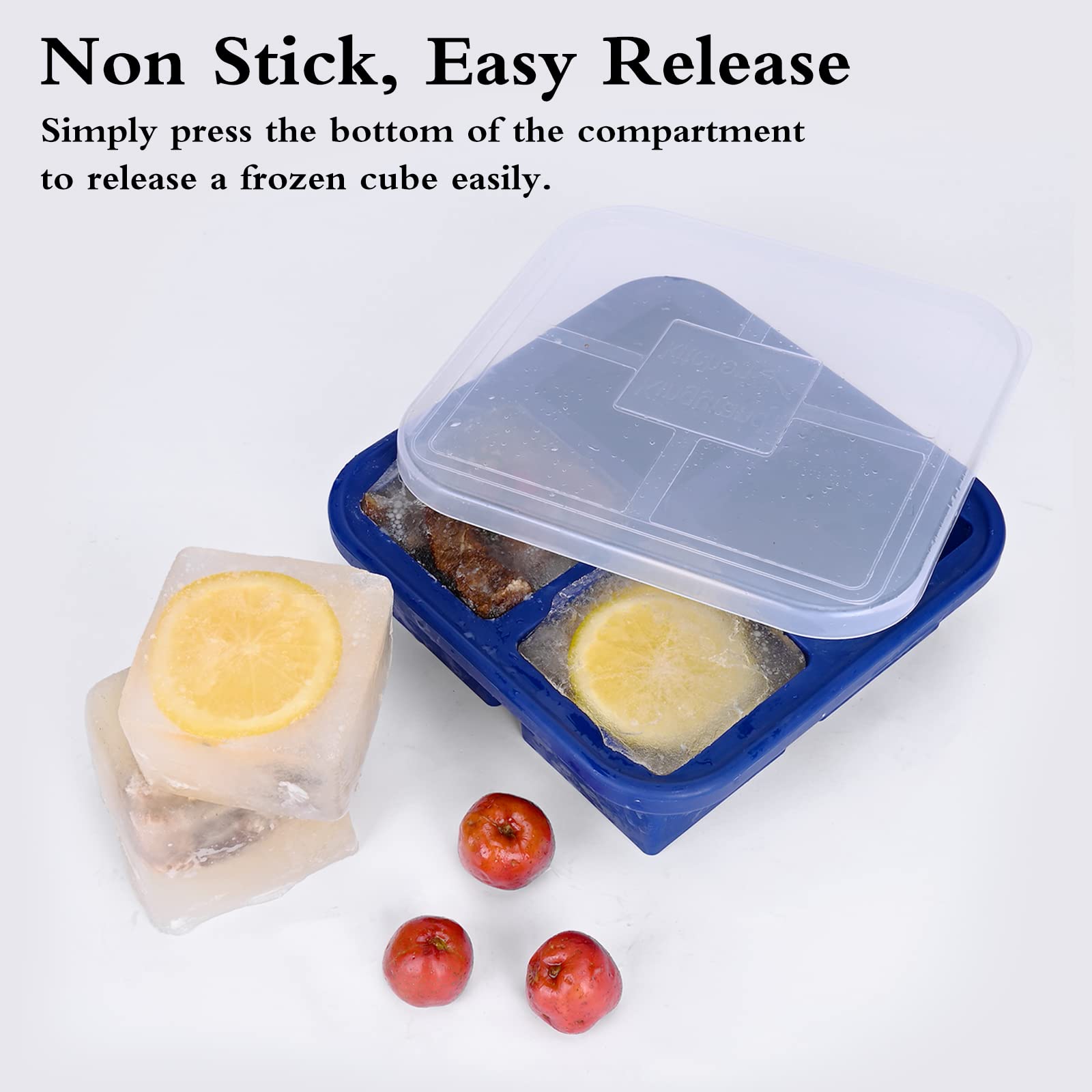 Kinggrand Kitchen stackable freezer mold with transparent lid saves space.