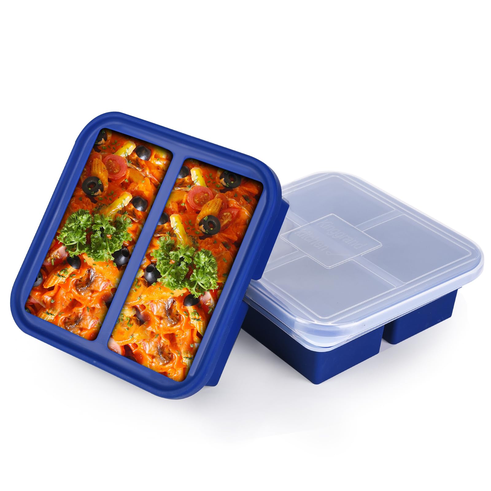 Kinggrand Kitchen two-cup freezer molds with lid for fresh, odor-free storage.