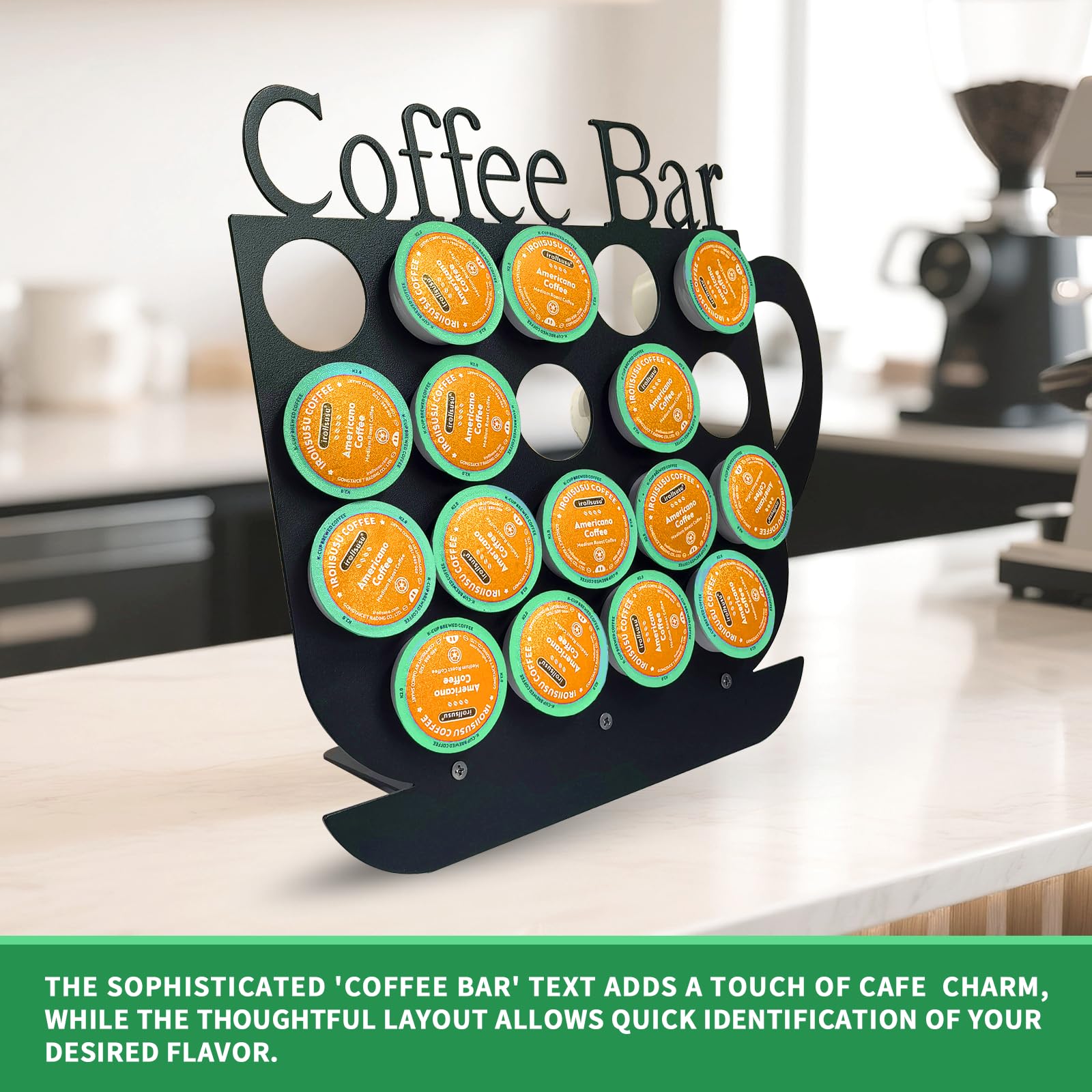 KingLive K Cups Holder black metal finish fits modern kitchen or office.