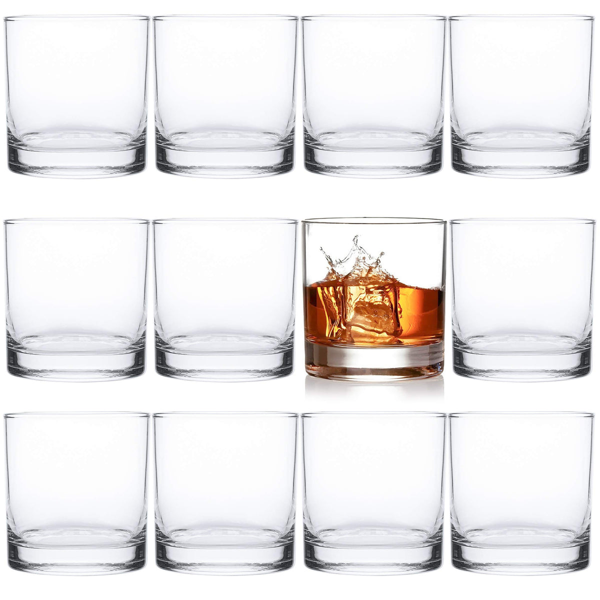 Kingrol 12-pack double old fashioned glasses in 10oz show crystal clarity for cocktails.