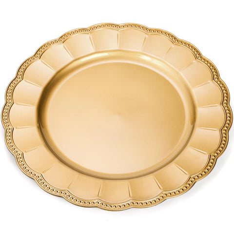 Kingrol 12-pack gold charger plates ready for weddings and celebrations
