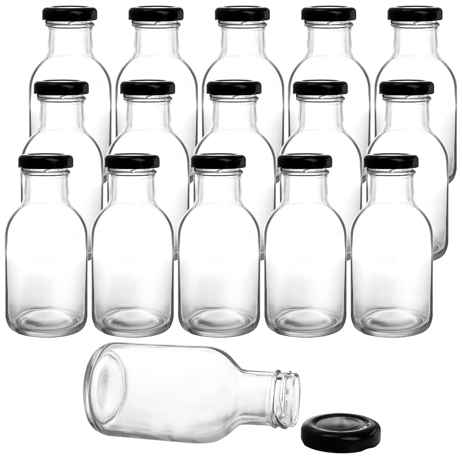 Kingrol 16-pack 8 oz hot sauce bottles in clear glass for sauces and dressings