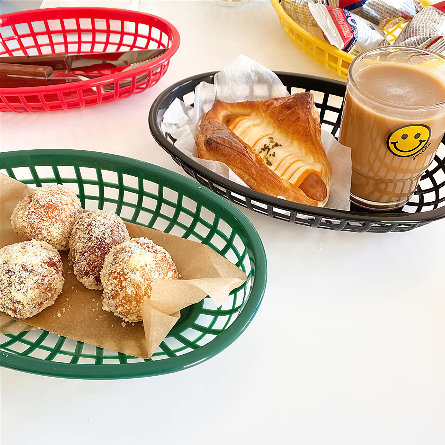 Kingrol perforated baskets promote airflow and item freshness.