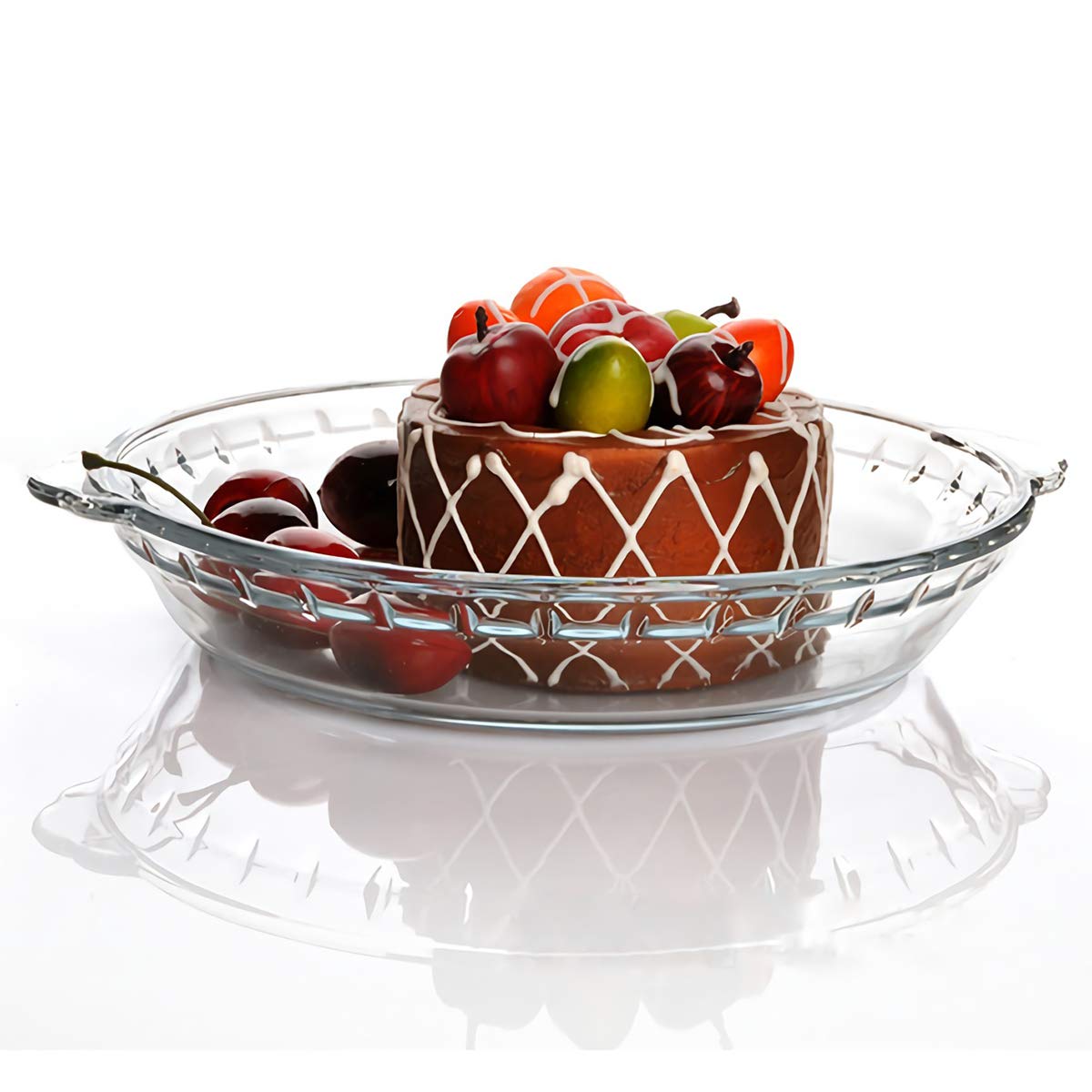 Kingrol clear glass serving plates ideal for snacks, salads, and desserts.