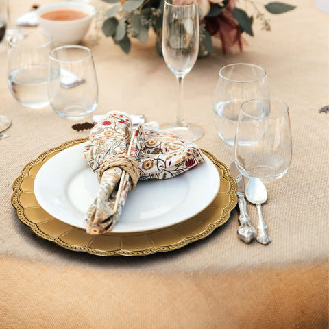 Kingrol wedding table setting with gold charger plates for a cohesive look