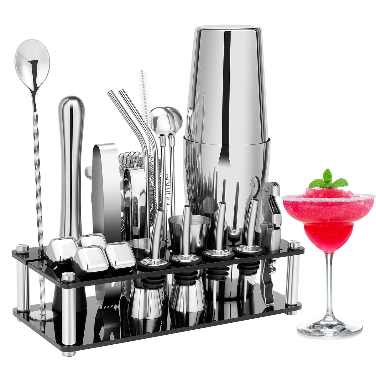 KINGROW cocktail shaker set with 20oz and 24oz tins for professional mixing