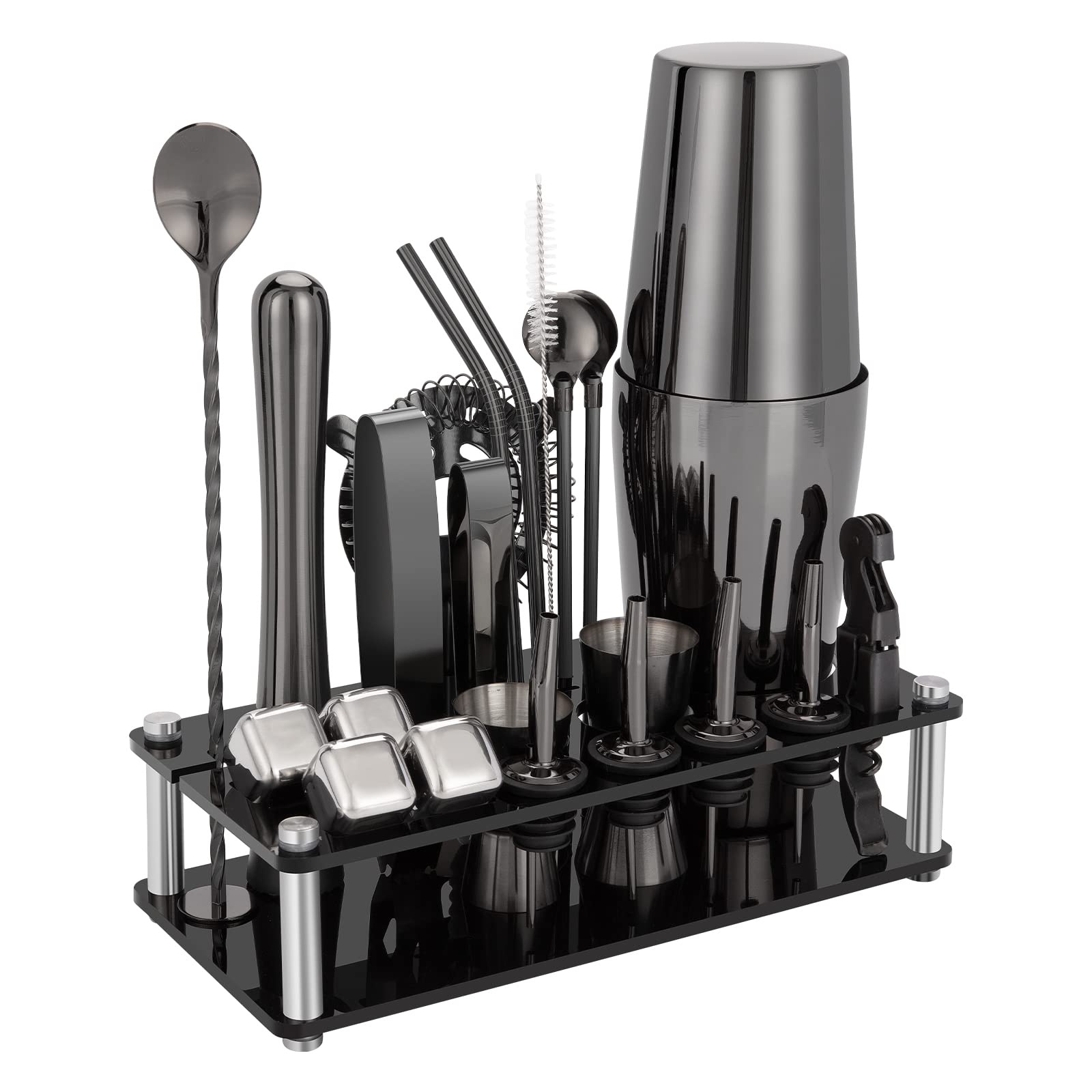 Kingrow cocktail shaker set with Boston tins for professional home mixing.