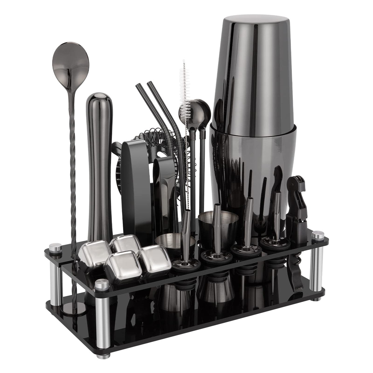 Kingrow cocktail shaker set with Boston tins for professional home mixing.