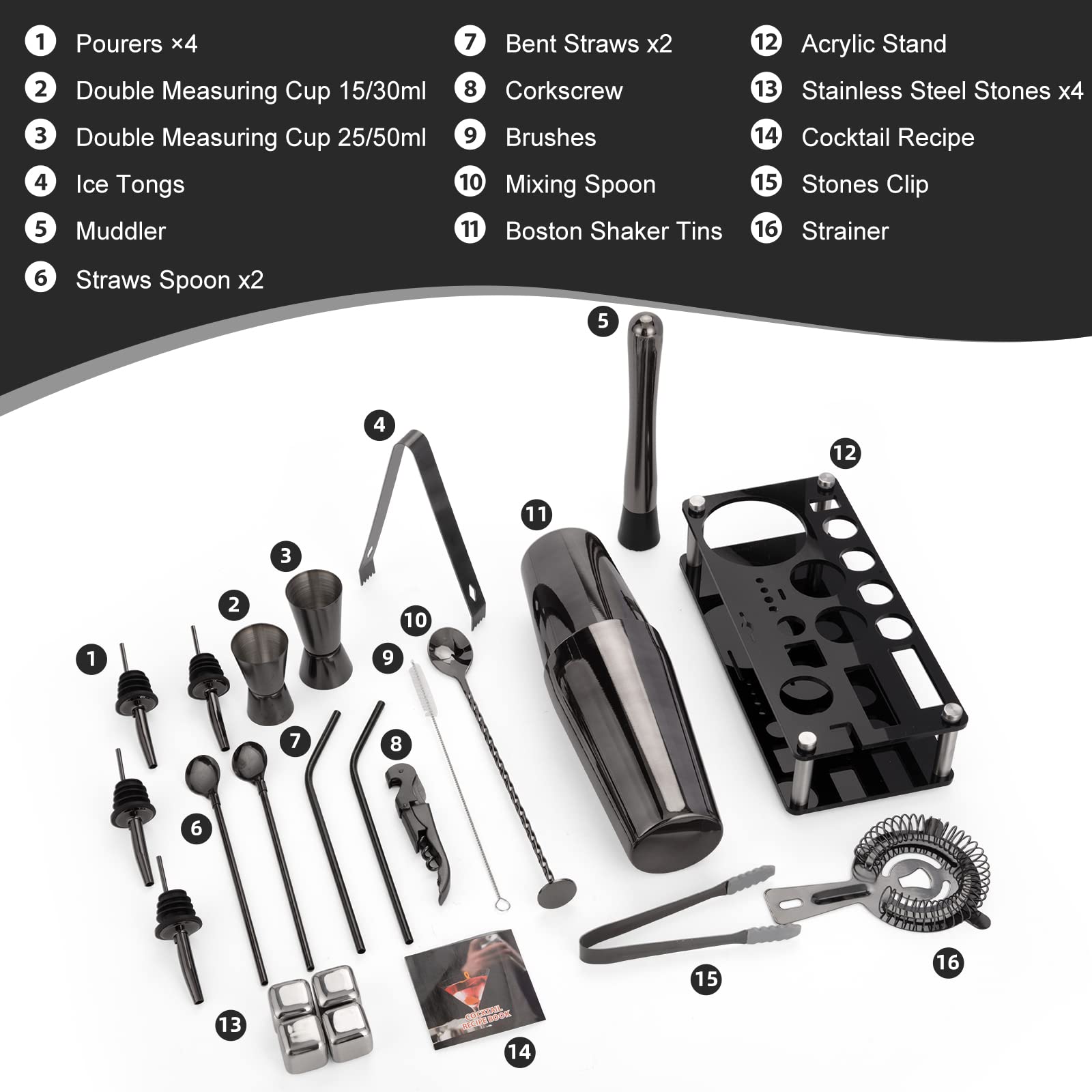 Kingrow premium 304 stainless steel bartending tools for durable, rust-resistant performance.