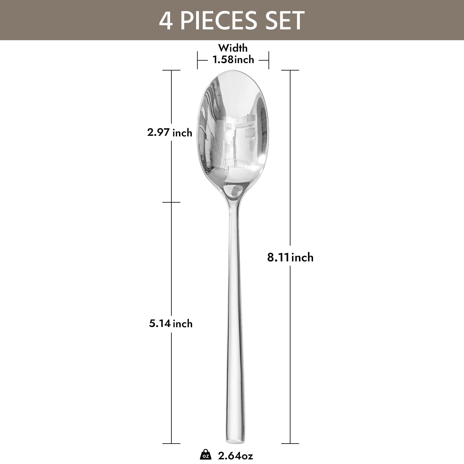 KINGSTONE 18/0 stainless steel spoons offer durable daily use and a polished look.