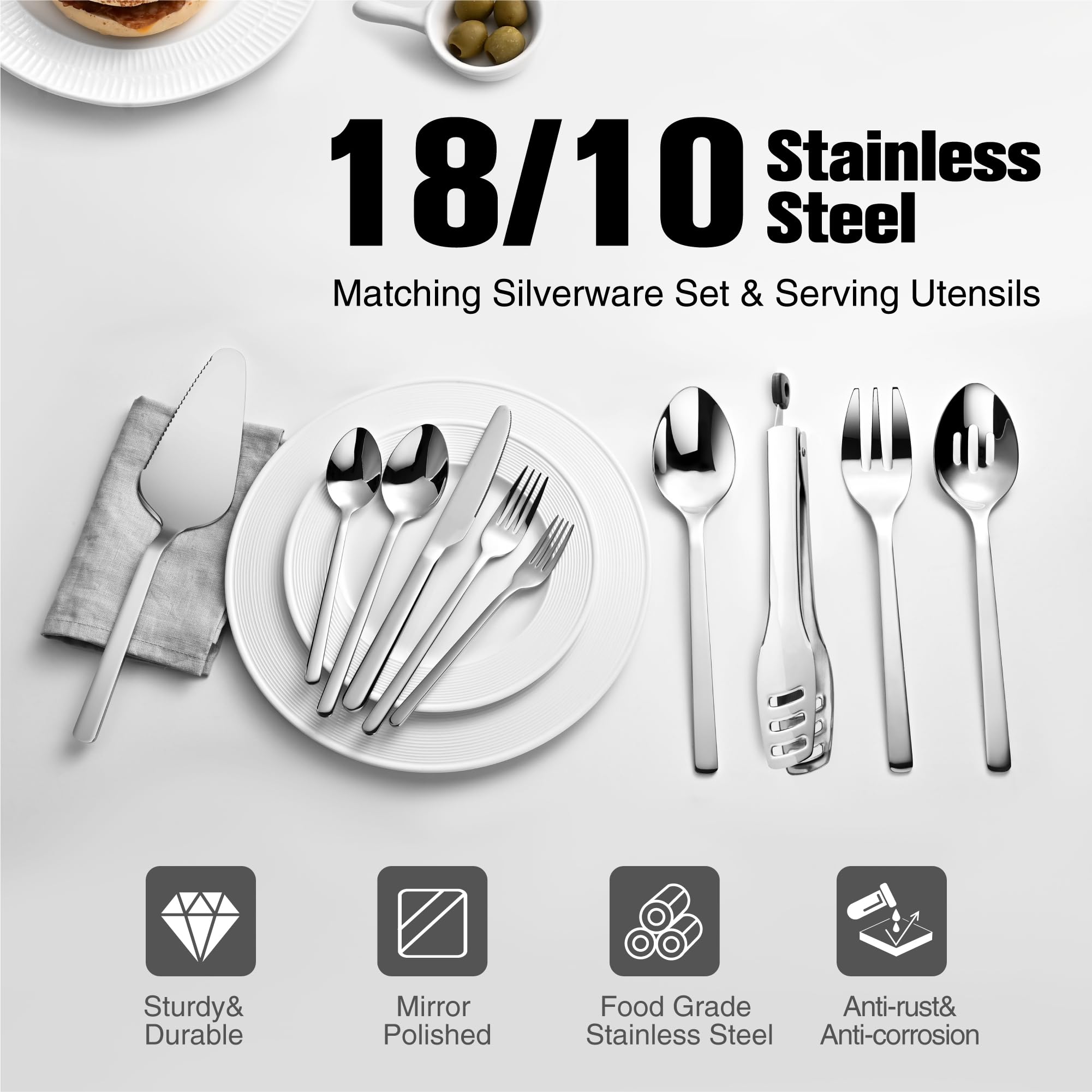 Kingstone 18/10 stainless steel flatware; corrosion resistant and comfortable to grip