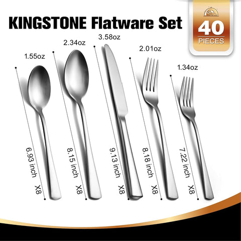 KINGSTONE 40-piece flatware shown for a full table setting.