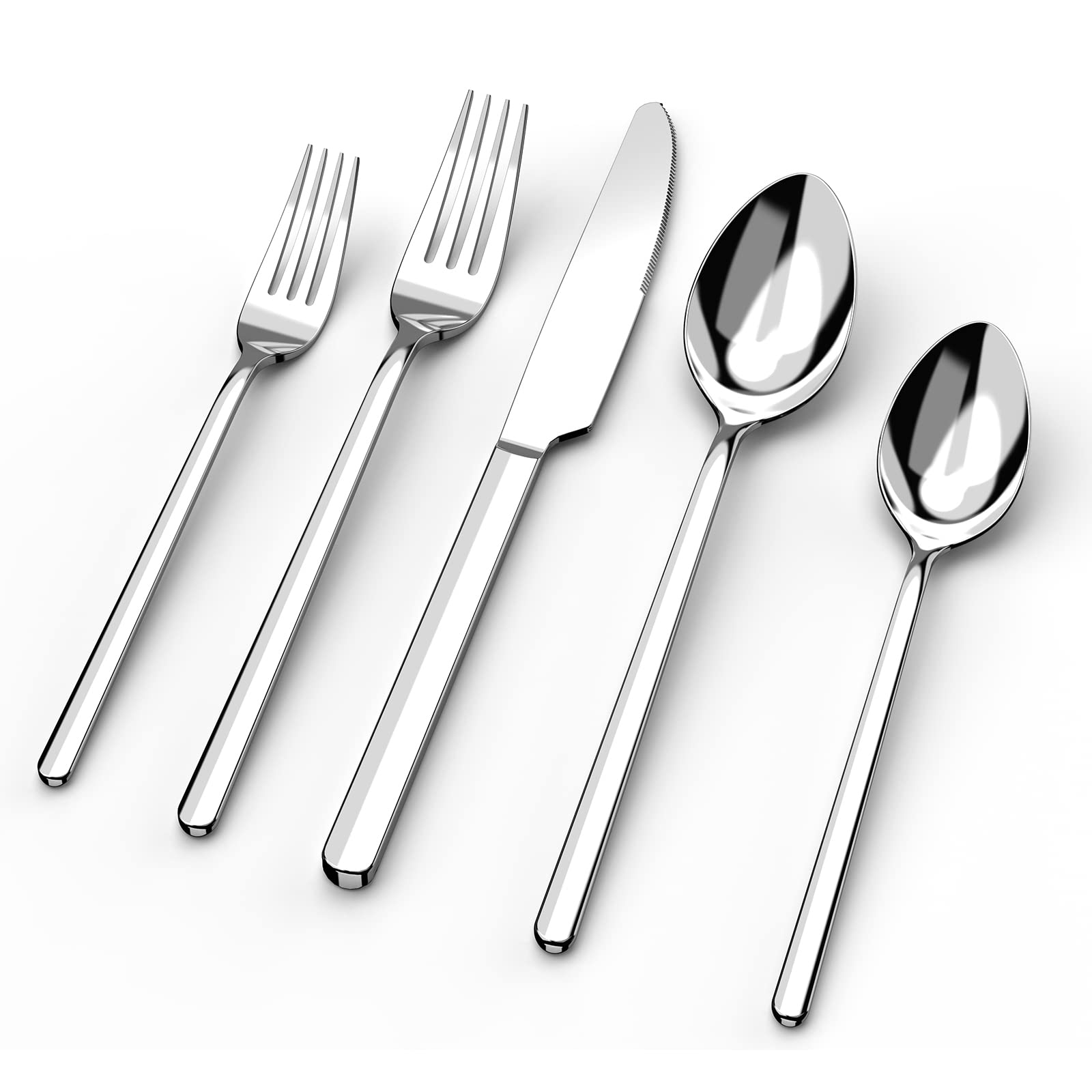 KingSTONE 40-piece silverware set with a mirror finish for everyday dining and special occasions.