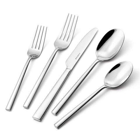 Kingstone 60-piece silverware set with a mirror finish, ideal for elegant table settings.
