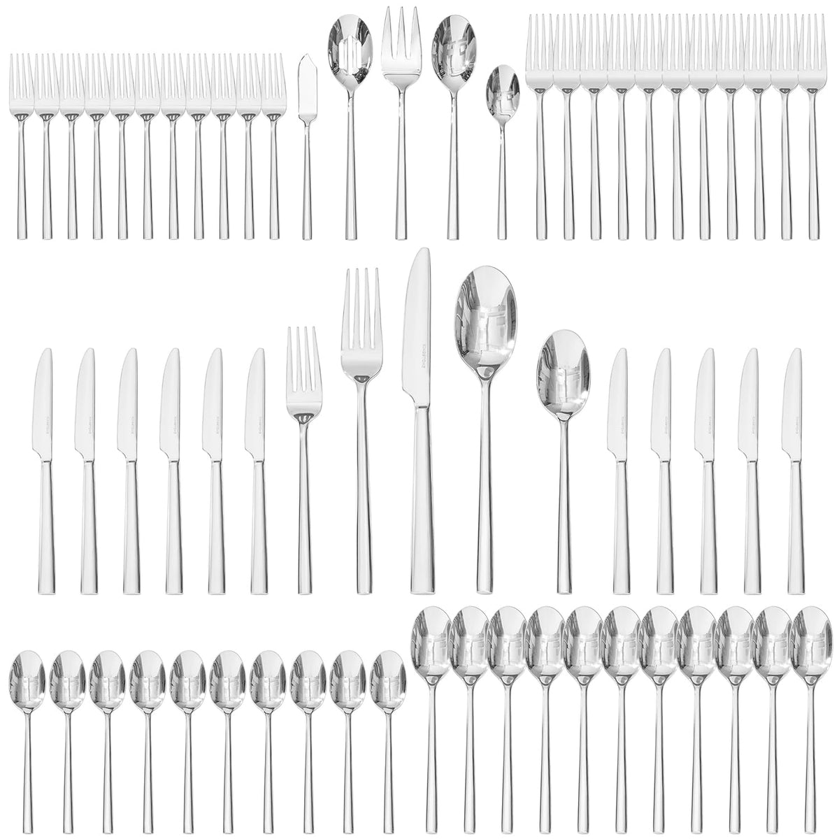 Kingstone 65-piece silverware set on a table for stylish home dining.