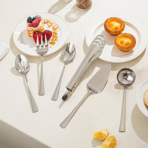 Kingstone 8-piece serving utensils set cake server for clean slices.
