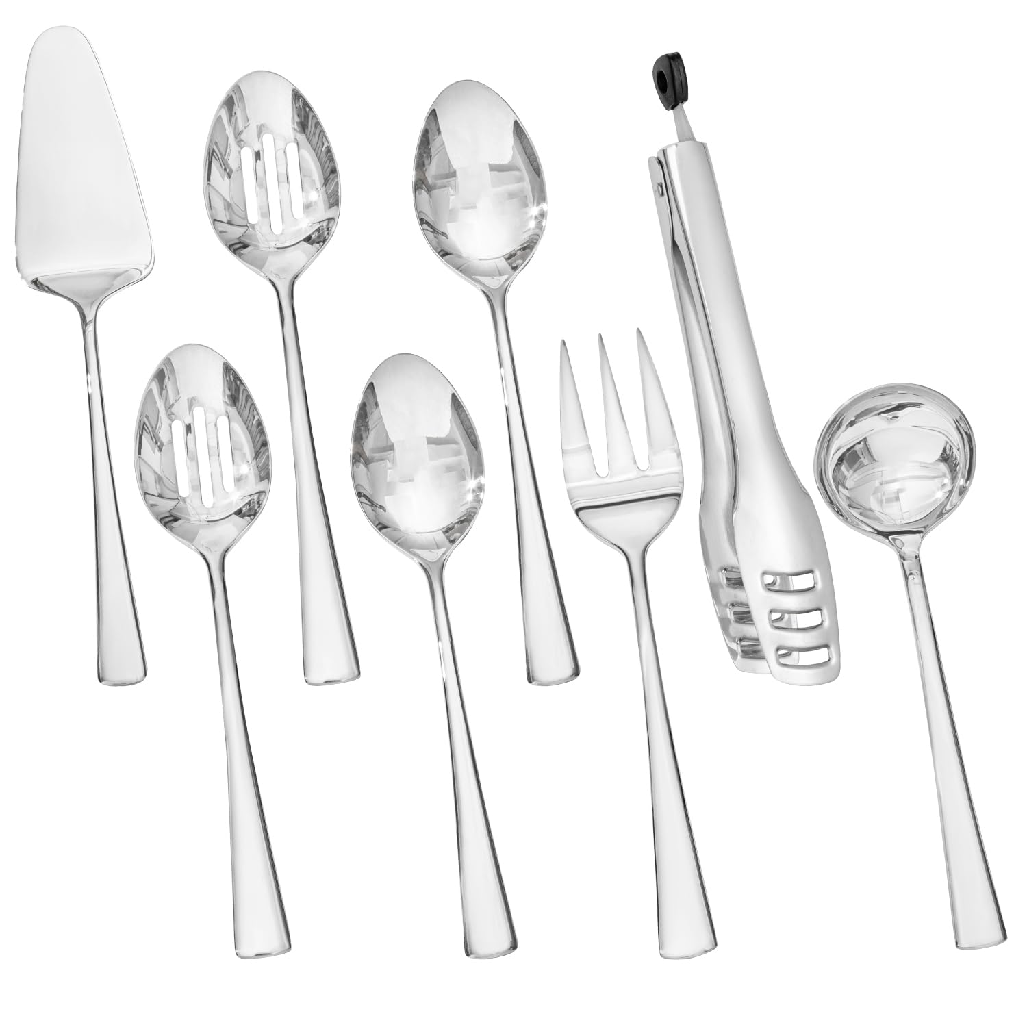 Kingstone 8-piece serving utensils set polished spoon for elegant buffet service.