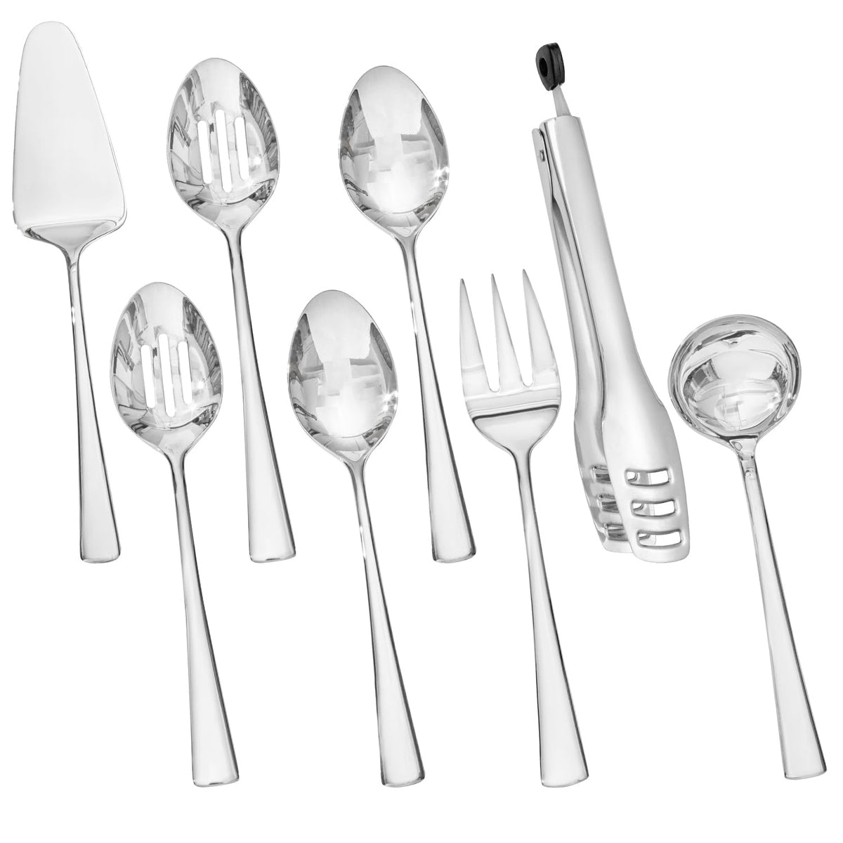 Kingstone 8-piece serving utensils set polished spoon for elegant buffet service.