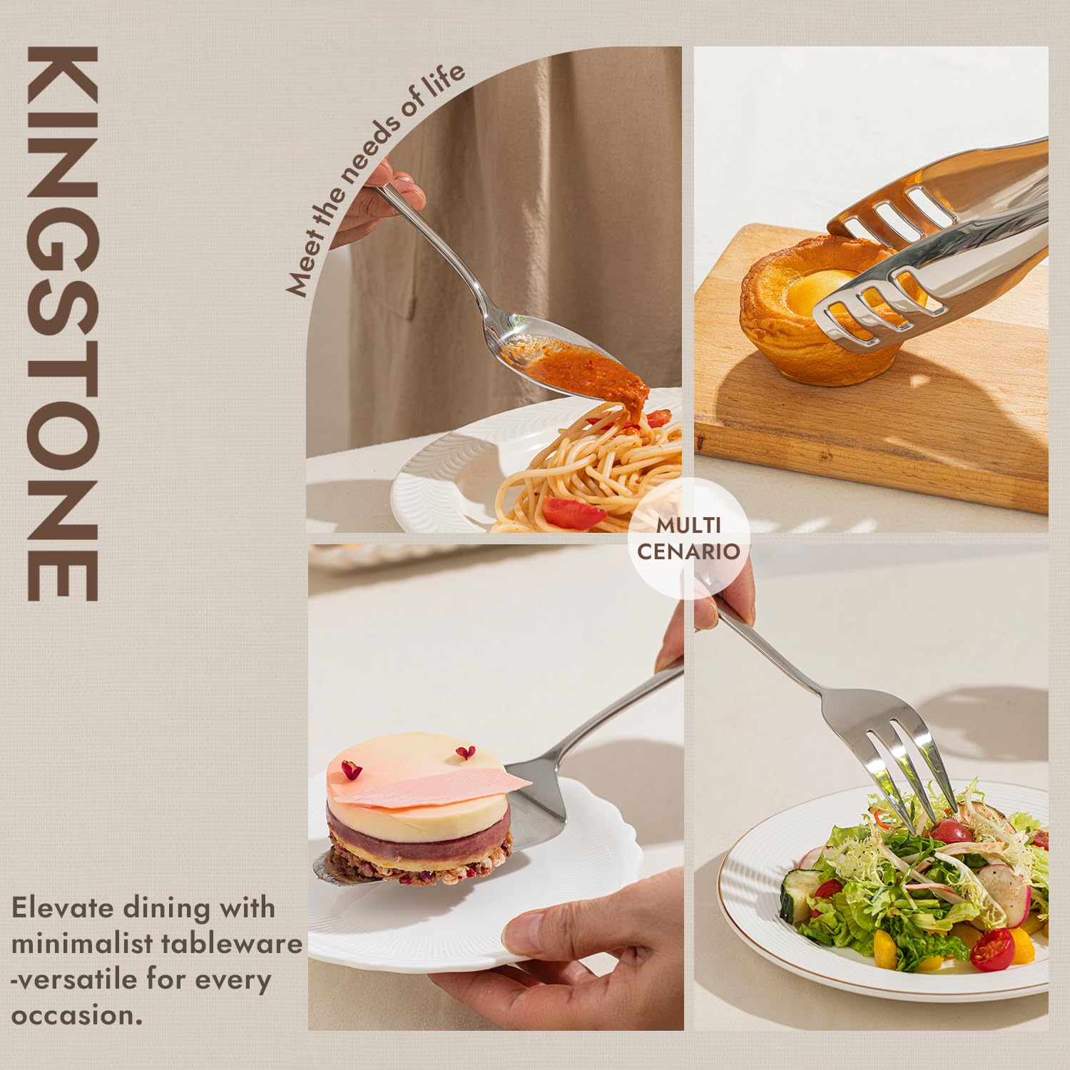 Kingstone 8-piece serving utensils set soup ladle for smooth scooping.