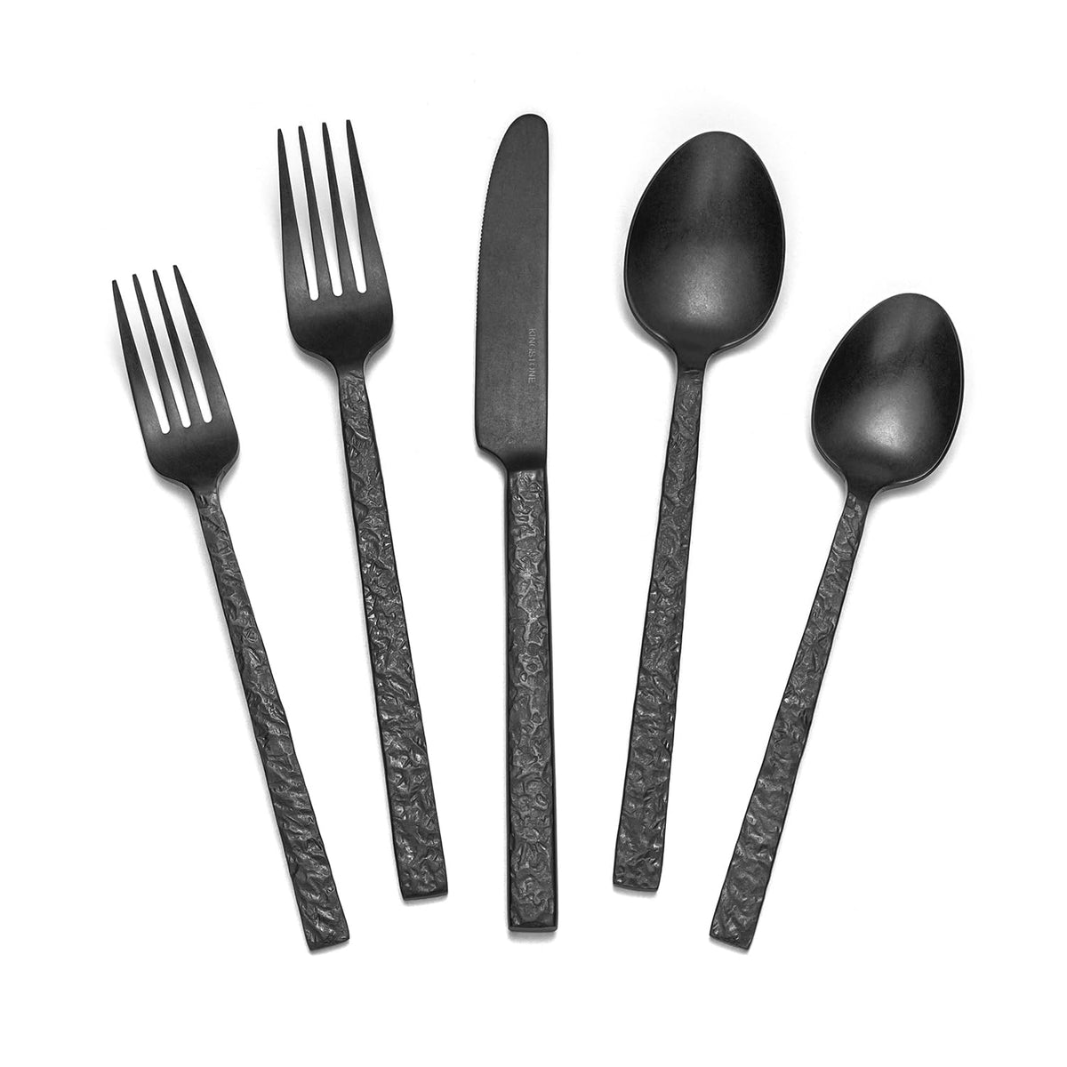 Kingstone black hammered silverware 4 dinner knives for elegant daily dining