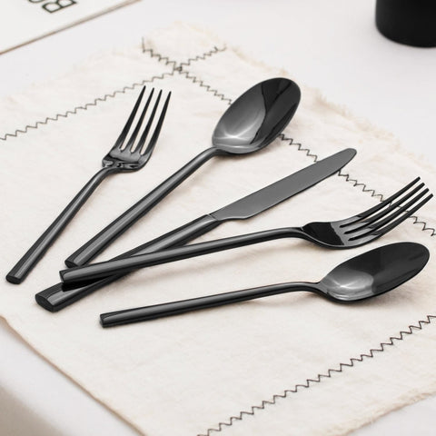 Kingstone dishwasher-safe label on polished flatware for convenient cleanup.