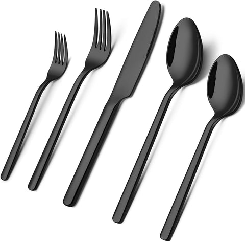 KINGSTONE black silverware set on table with modern finish for everyday dining