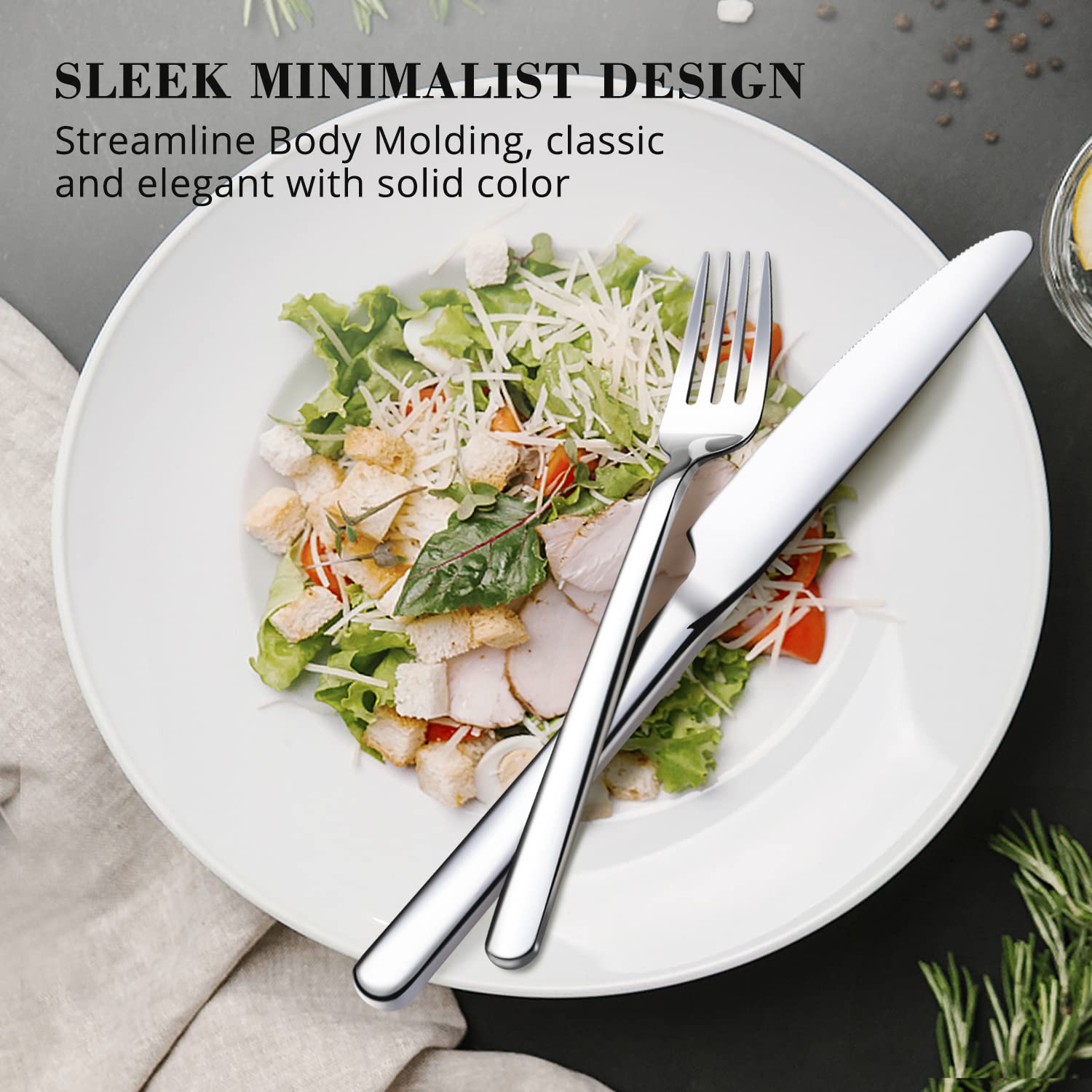 KingStone flatware with thickened handles for comfortable, balanced grip.