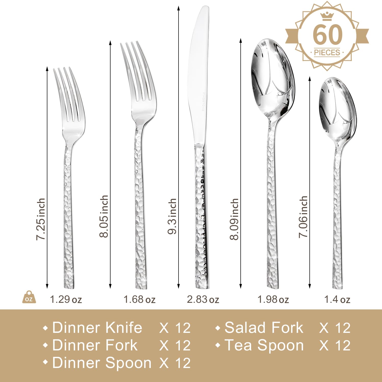 Kingstone dinner fork hammered – sturdy grip for comfortable dining
