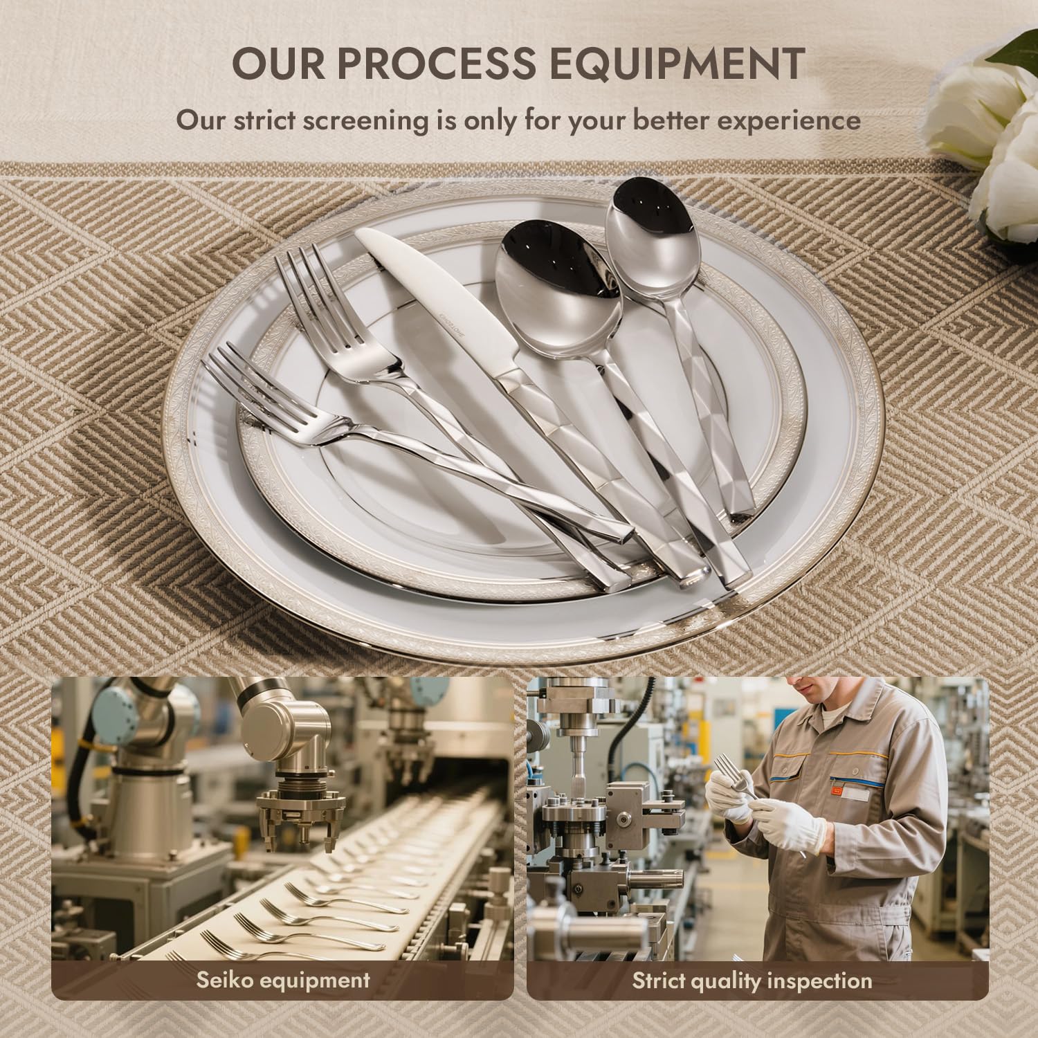 Kingstone dinner knife close-up highlighting sharp edge and refined finish.