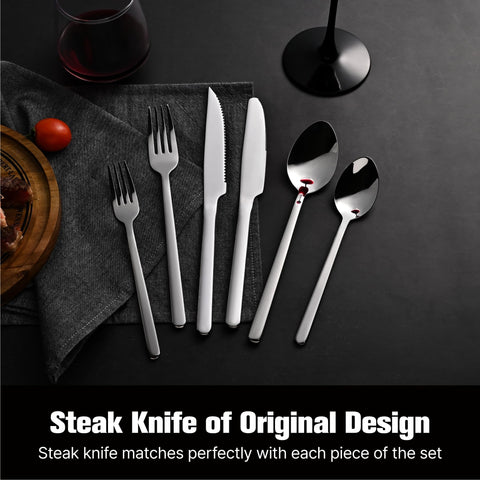 KINGSTONE dinner knives show sharp edges and durable German stainless steel.