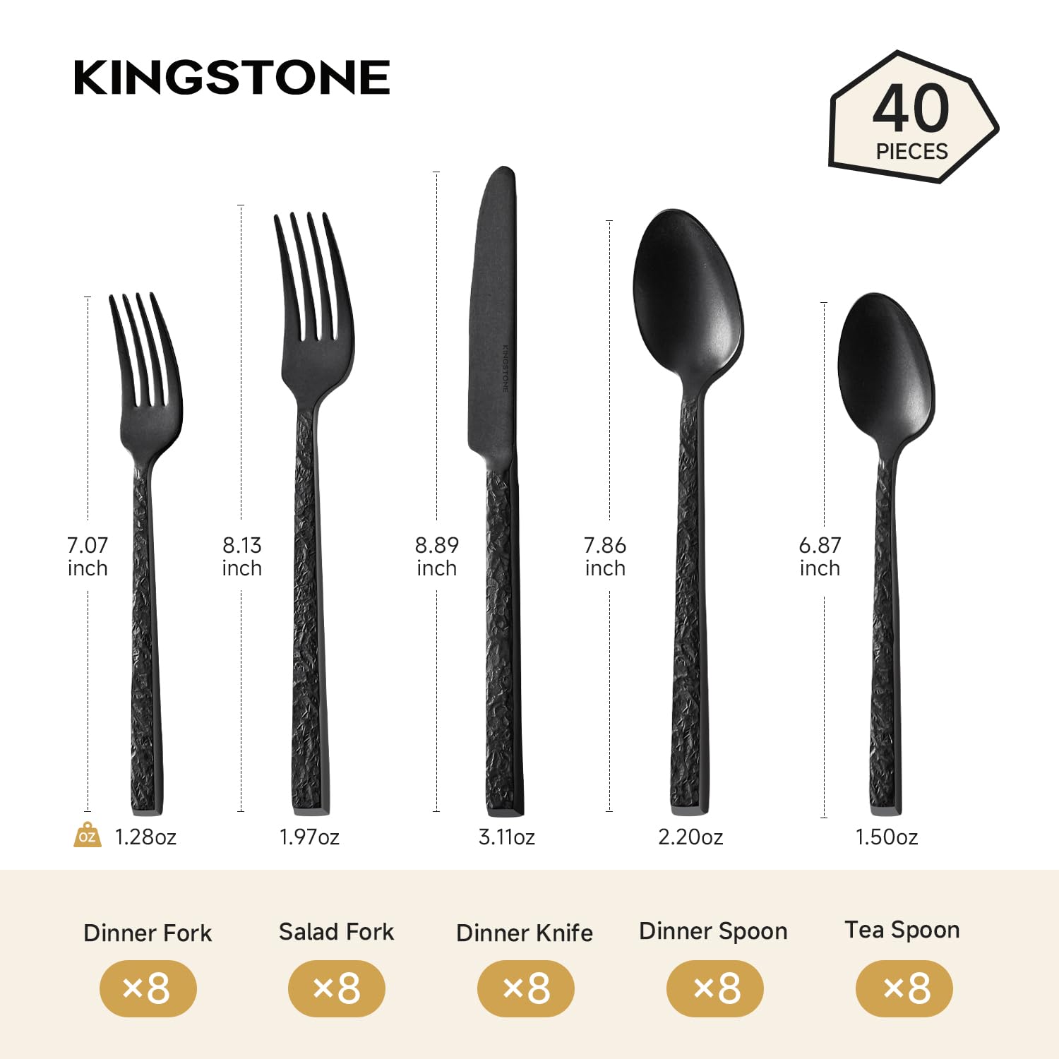 Kingstone dinner knives with balanced weight and precise edge