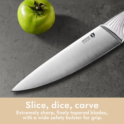 KINGSTONE knife with ergonomic textured grip for comfortable slicing.