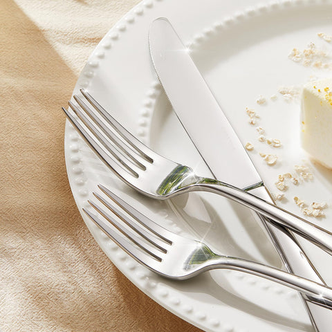 Kingstone flatware modern design handle; sleek profile elevates table settings.