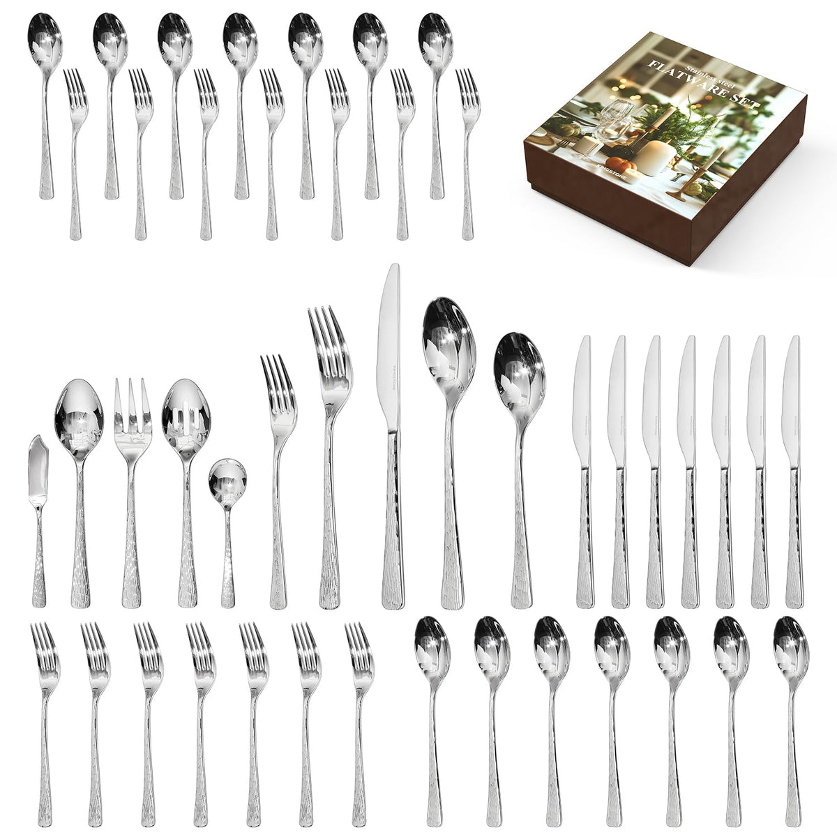 Kingstone hammered silverware dinner knife with mirror finish for everyday meals.