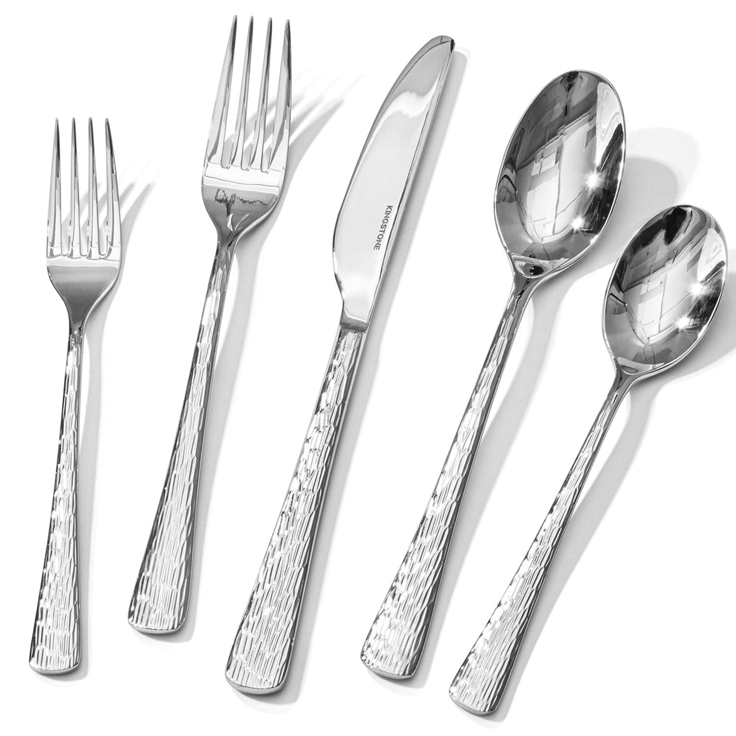 Kingstone hammered silverware set dinner knife, durable and mirror-polished for daily dining
