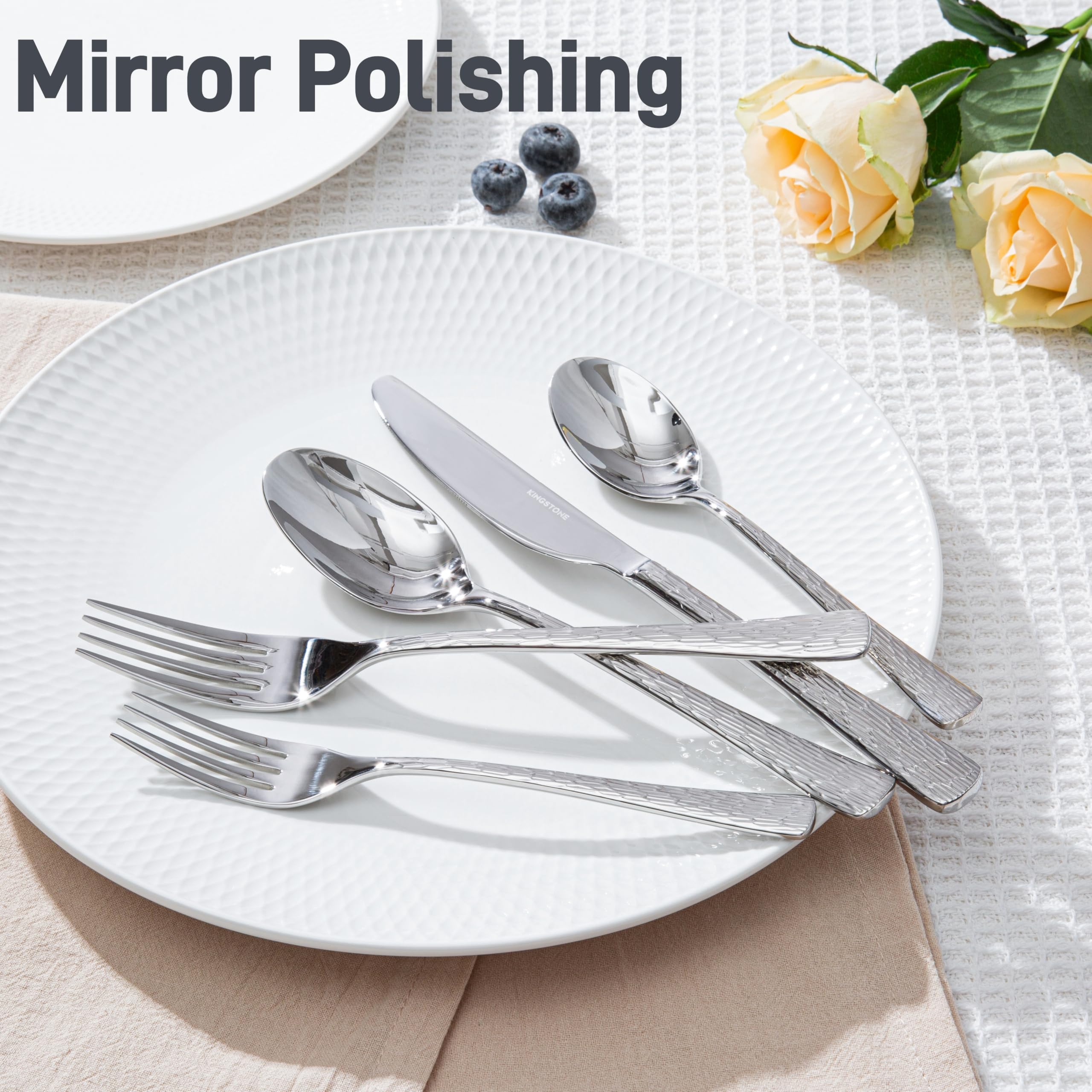 Kingstone hammered silverware set dinner spoon, generous bowl for soups