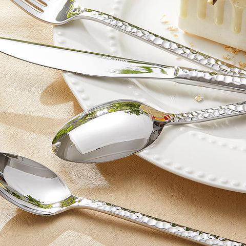 Kingstone hammered silverware teaspoon fits tea time and desserts.