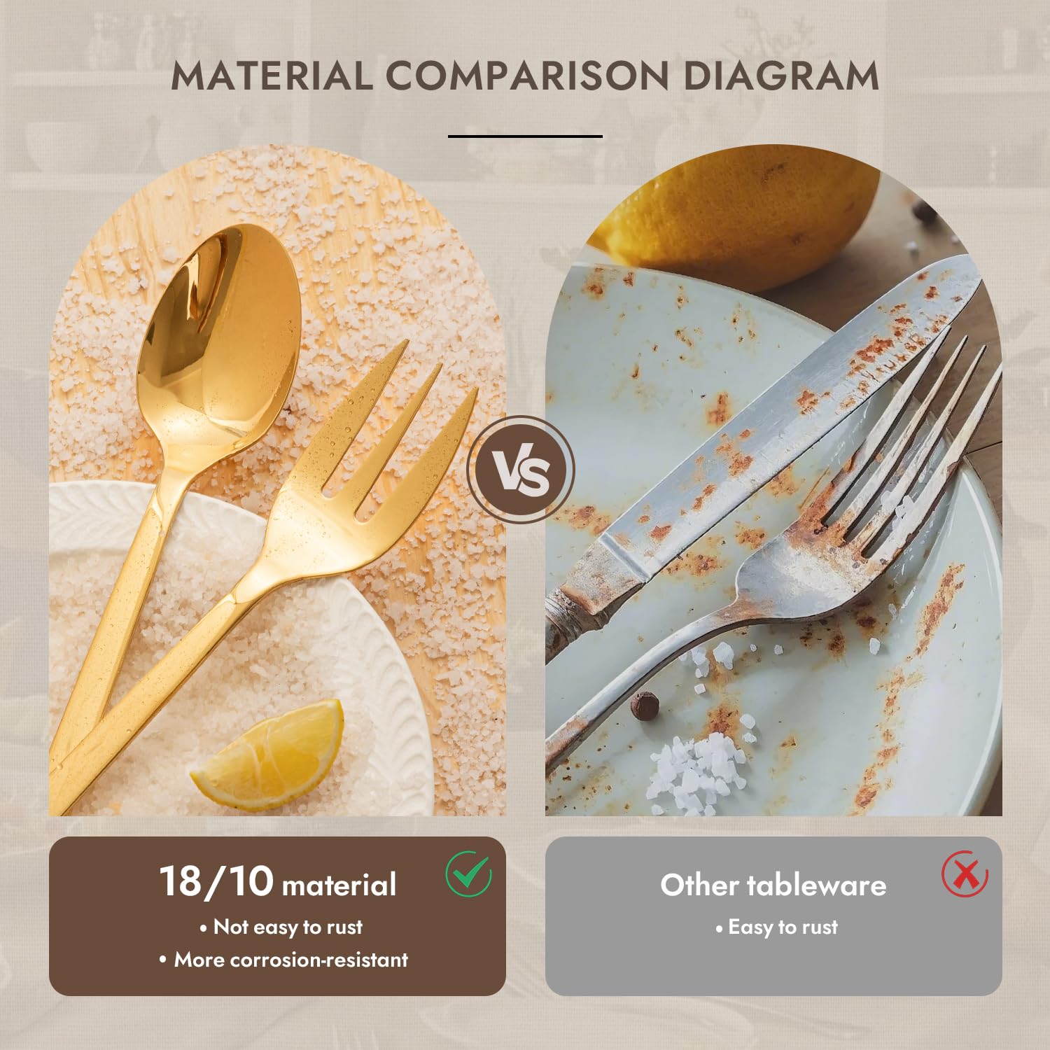 Kingstone Hostess Gold serving fork close-up with smooth edge for safe handling.