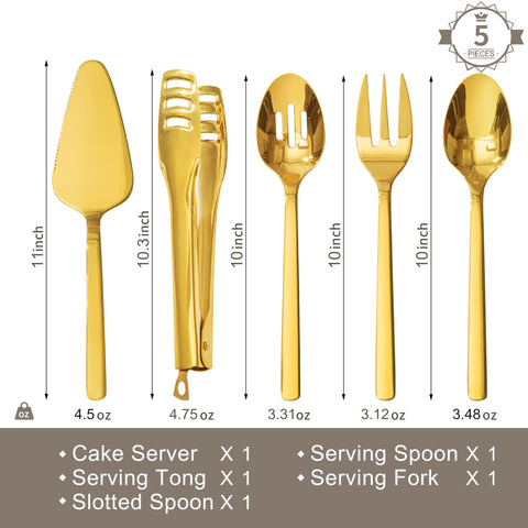 Kingstone Hostess Gold slotted spoon close-up highlighting durable 18/10 stainless steel for reliable serving.