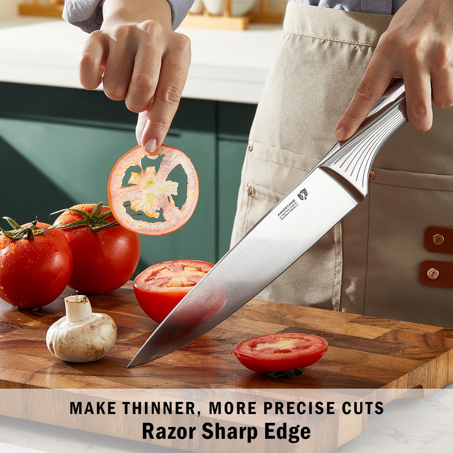 KINGSTONE non-slip handle ensures a secure grip during busy cooking tasks.