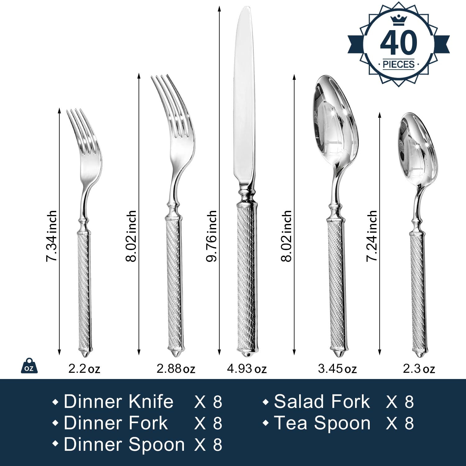KINGSTONE dinner forks with rope pattern handles for an elegant table setting.