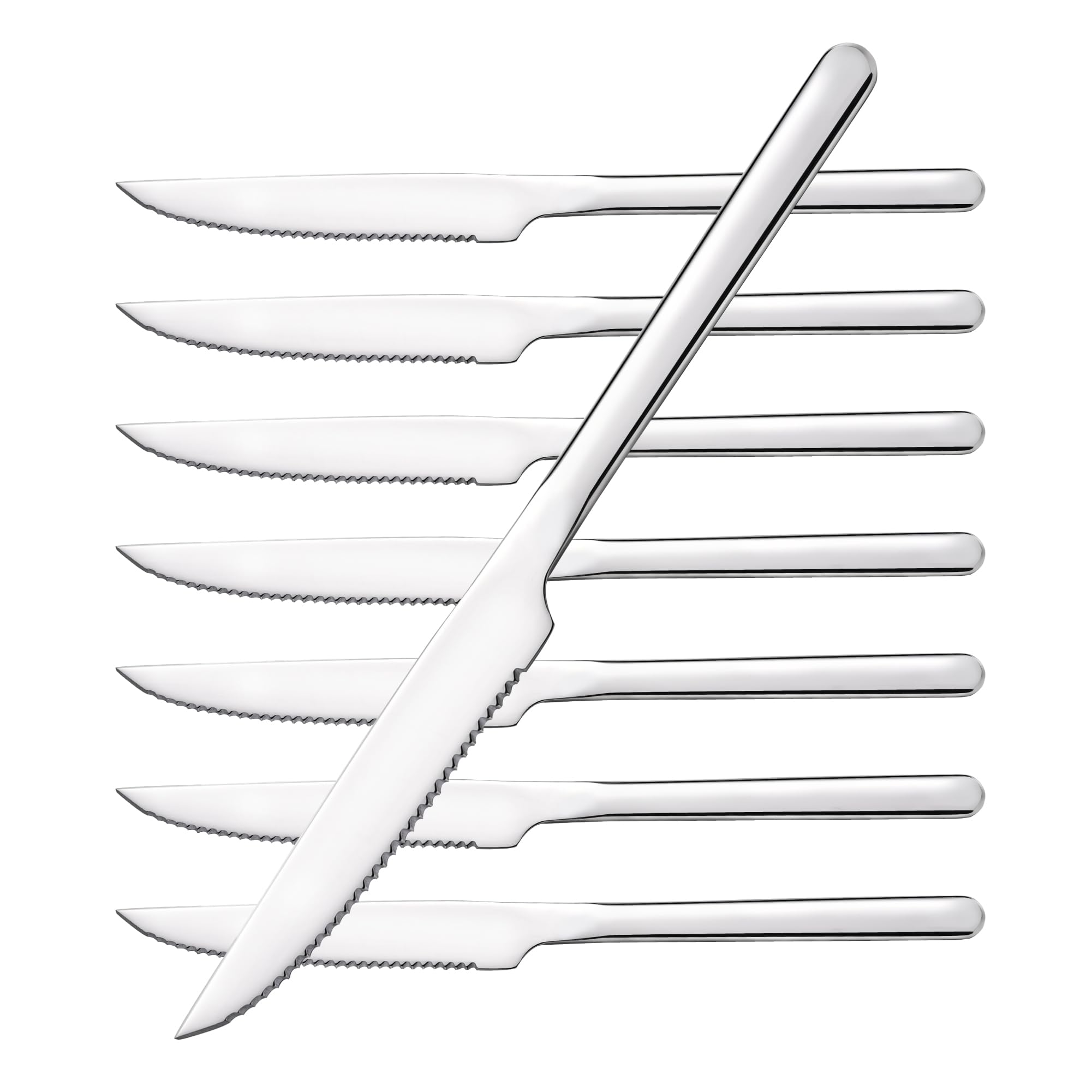 Kingstone sharp steak knives with full-serrated blade for precise cuts.